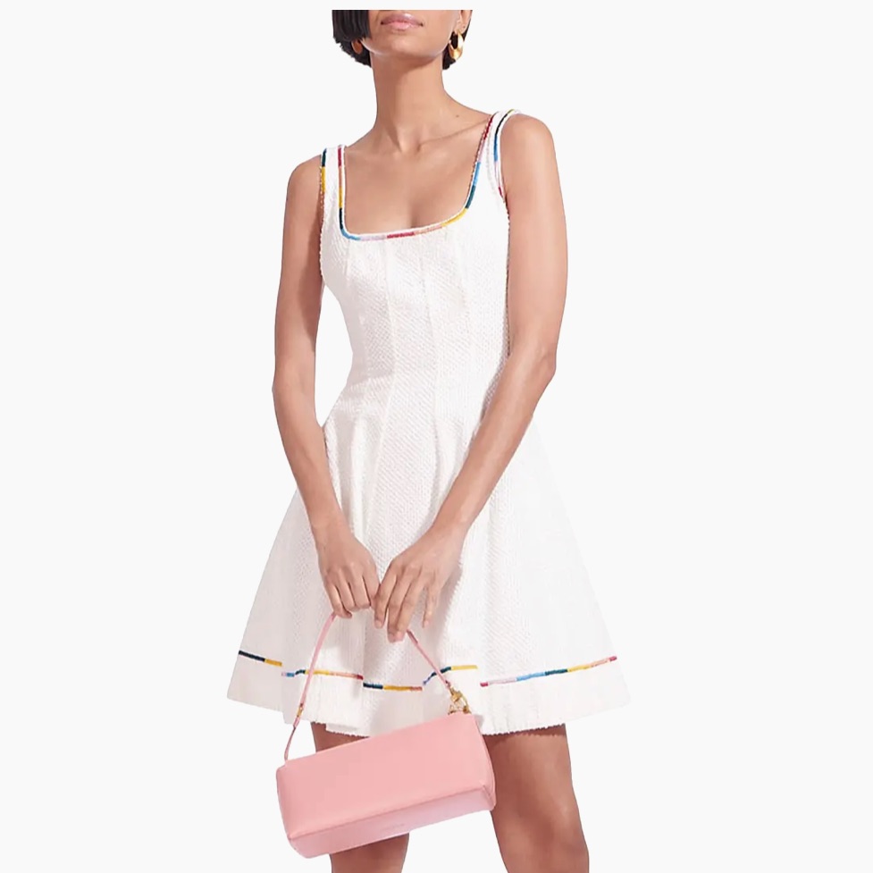 Nwt Staud Wells Embroidered Mini Dress 0